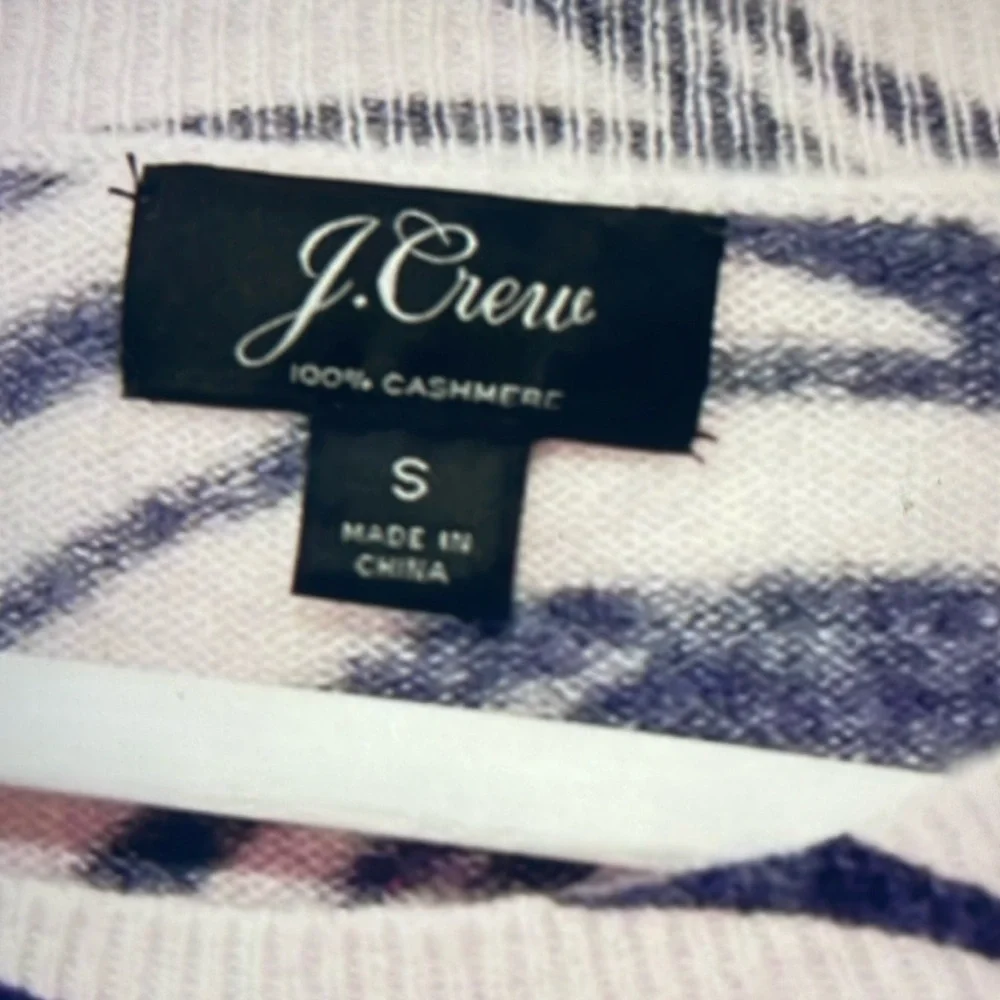 J.Crew Everyday Long Sleeve Cashmere Zebra Print Pink/Blue Sweater Sz. S